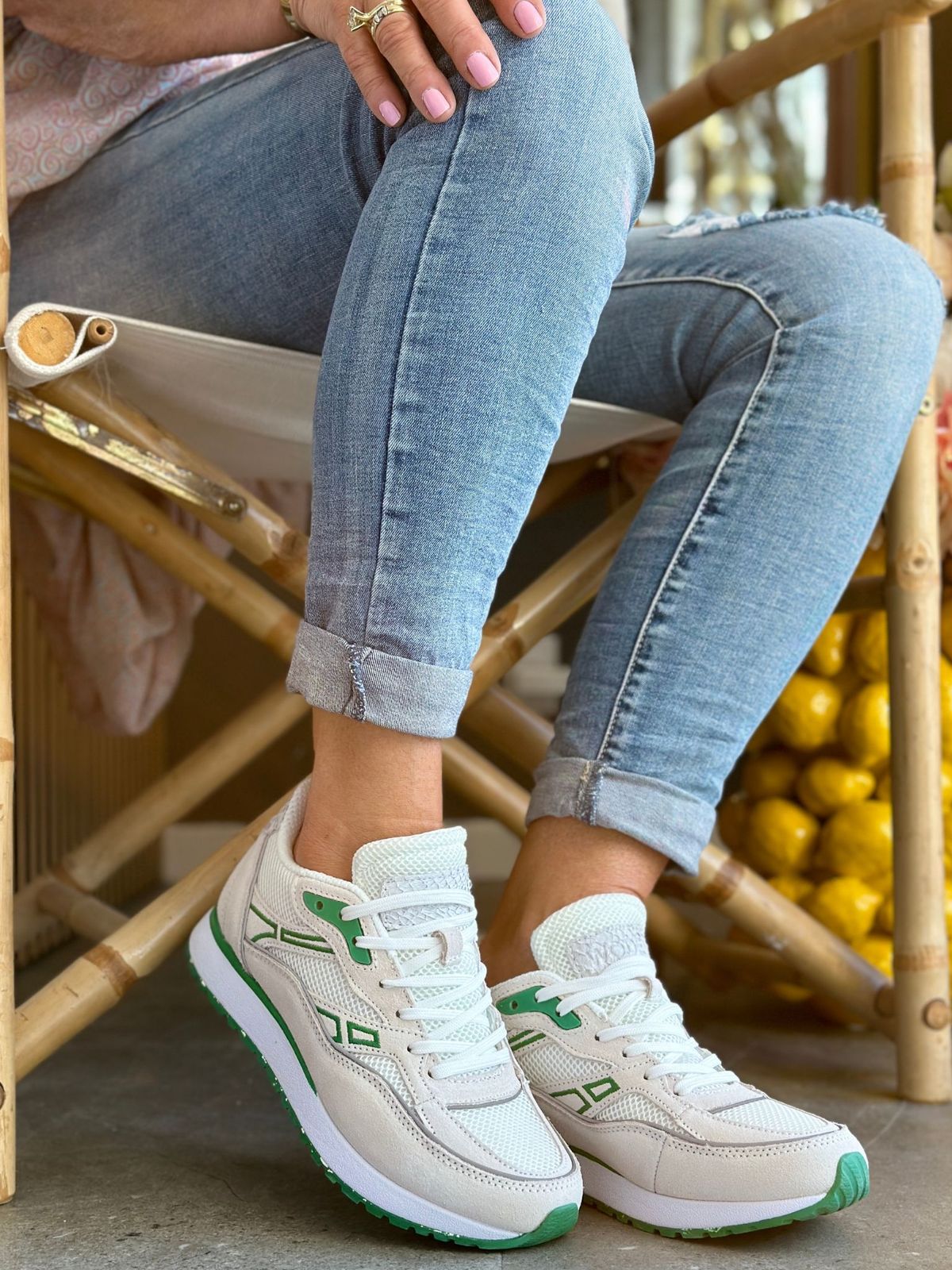 WODEN-HAILEY - White-Basil - Sneakers 40