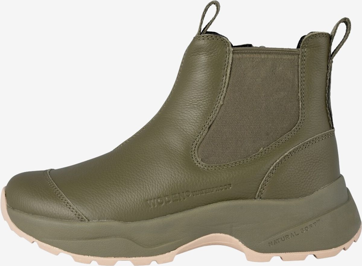 Woden - Silje Warm Waterproof læderstøvle til damer (Olive) - 37