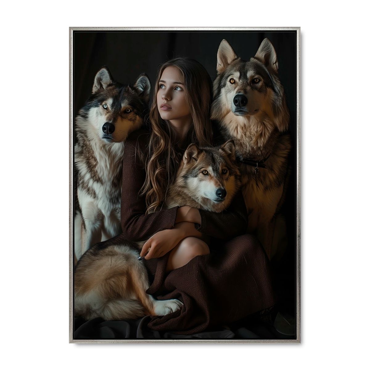 Wolf Whisperer - 60x80 cm. - Sølv ramme