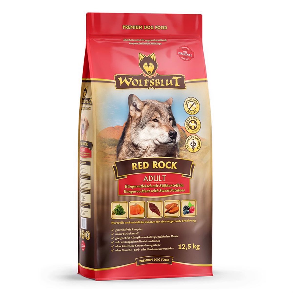 WolfsBlut Red Rock Adult hundefoder med kænguru, 12.5 kg