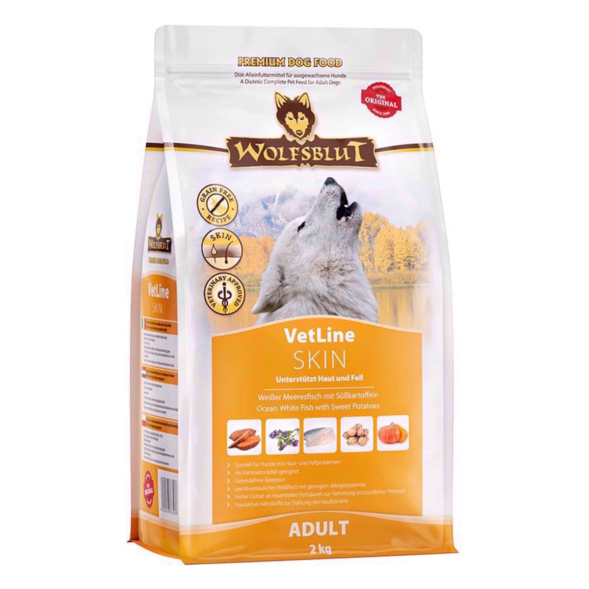 WolfsBlut VetLine Skin & Coat til pelsproblemer, 2 kg