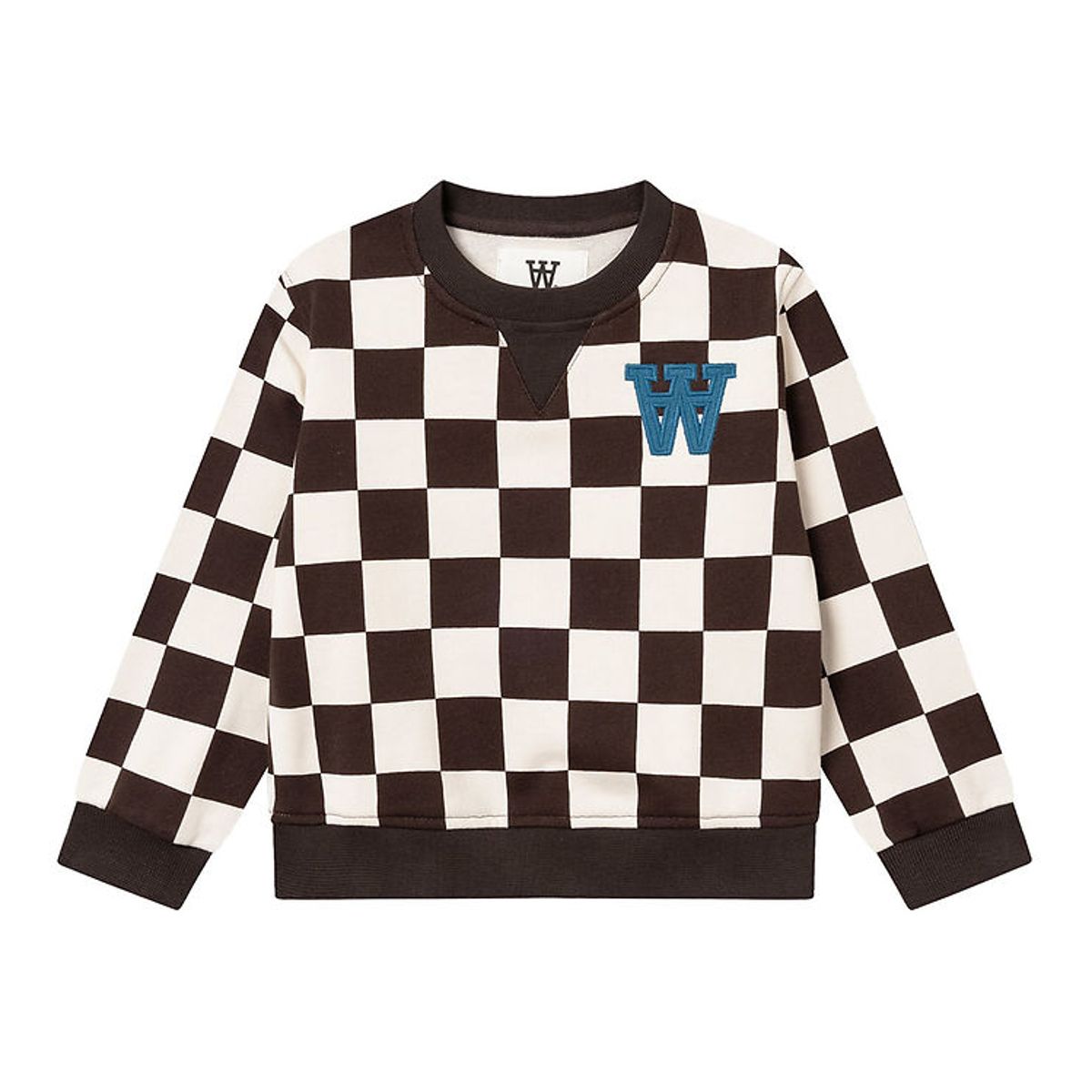 Wood Wood Sweatshirt - Rod Kids Checkered - Off-White/Black Coff