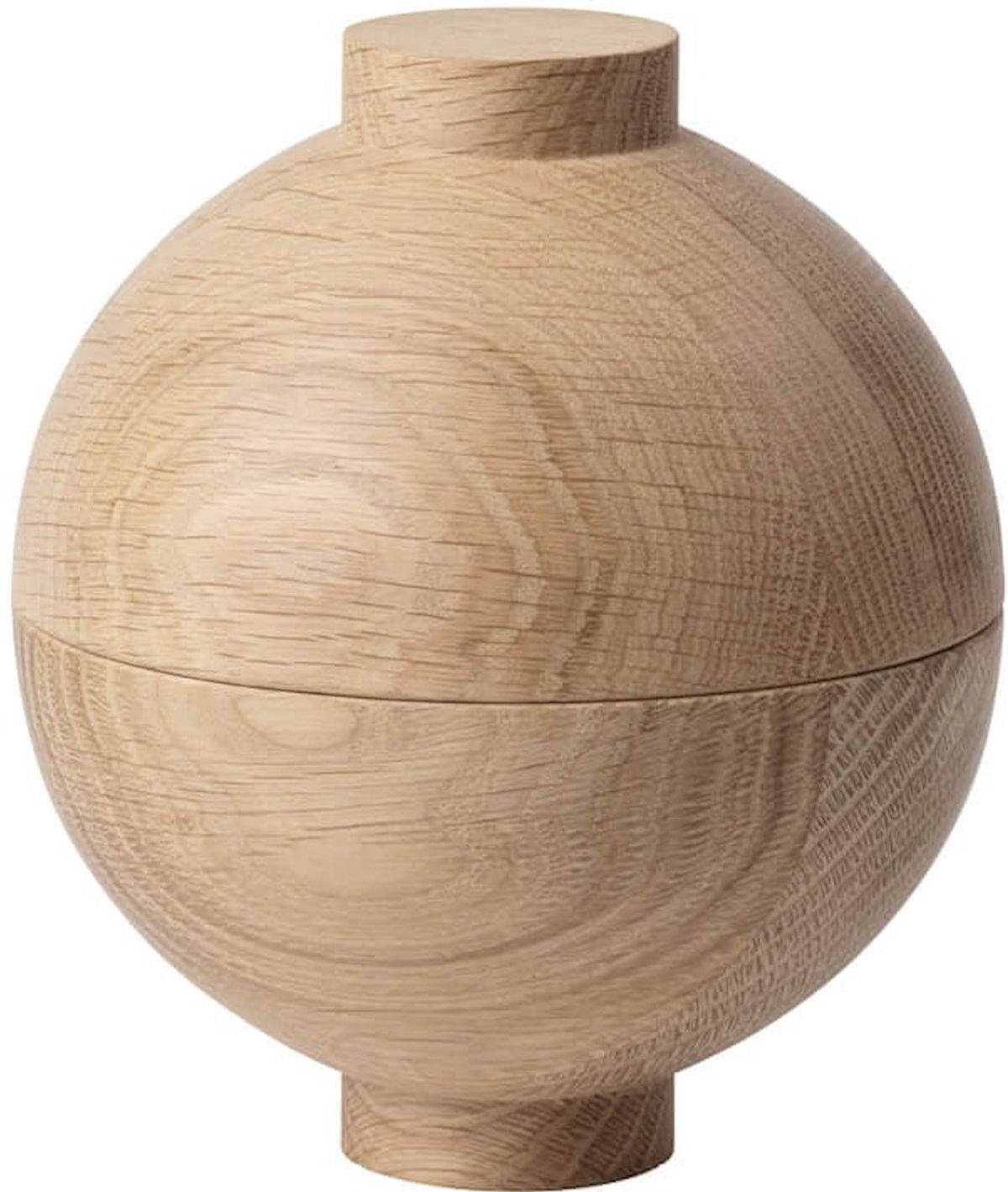 Wooden Sphere, Opbevaringskrukke, natur, H12x15 cm, eg