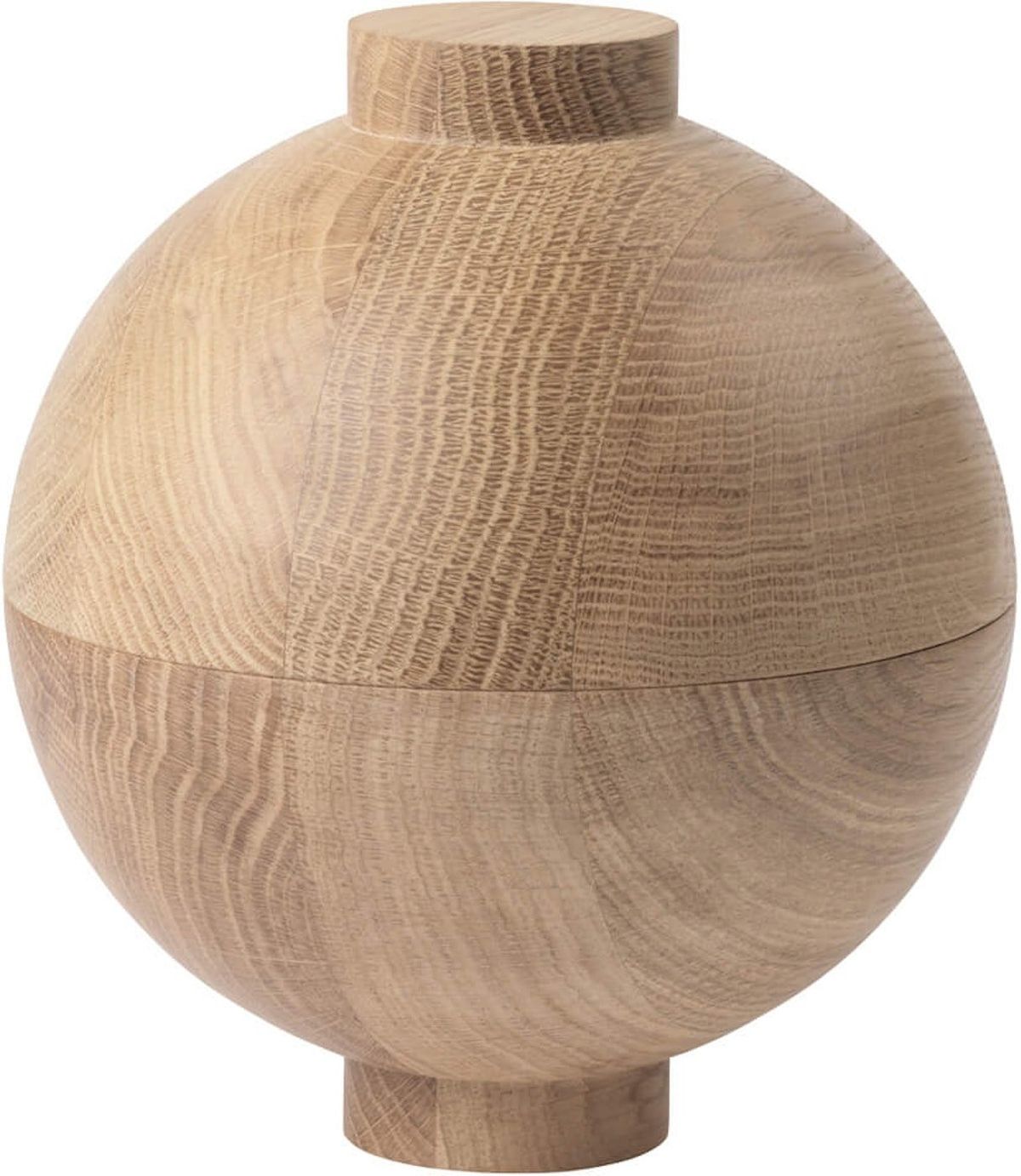 Wooden Sphere, Opbevaringskrukke, natur, H16x18 cm, eg