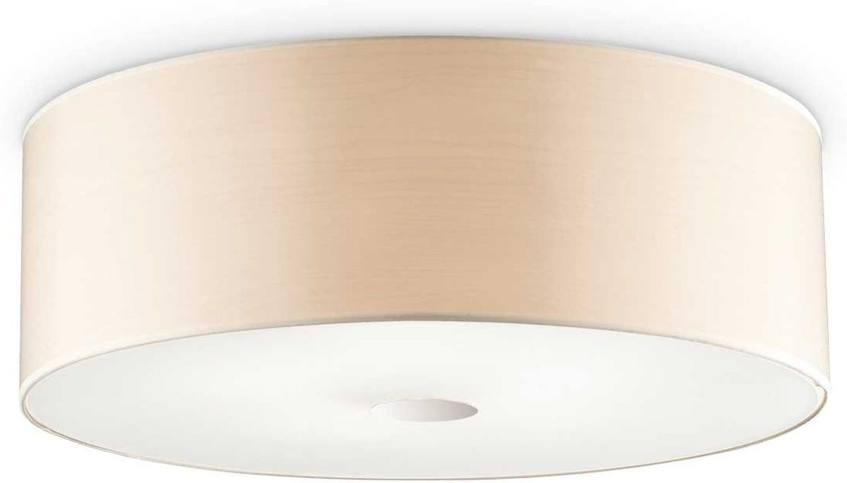 Woody, Loftslampe, E27 max 5 x 60W, E27, natur/krom, glas, plast, Ø600xH200mm