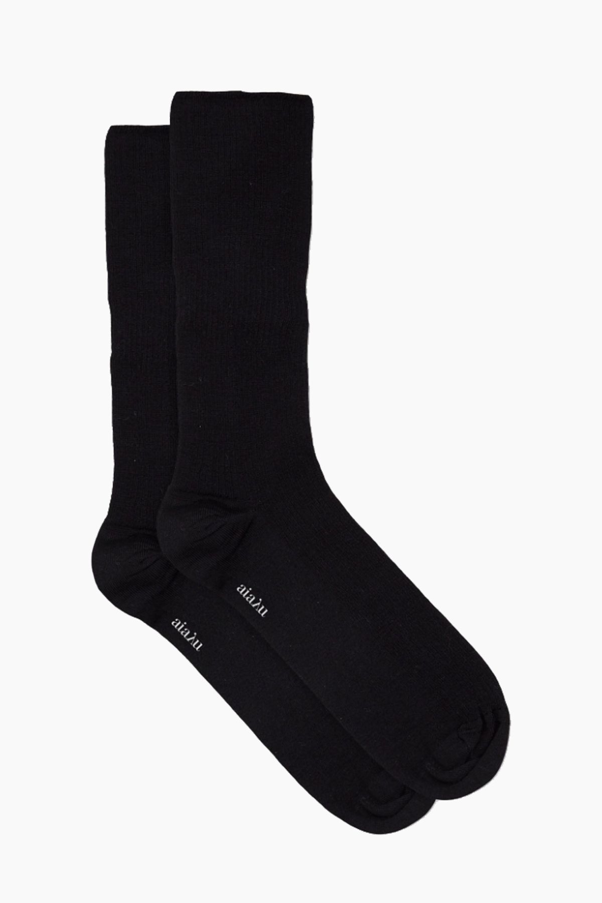 Wool Rib Socks - Black - Aiayu - Sort 36-38