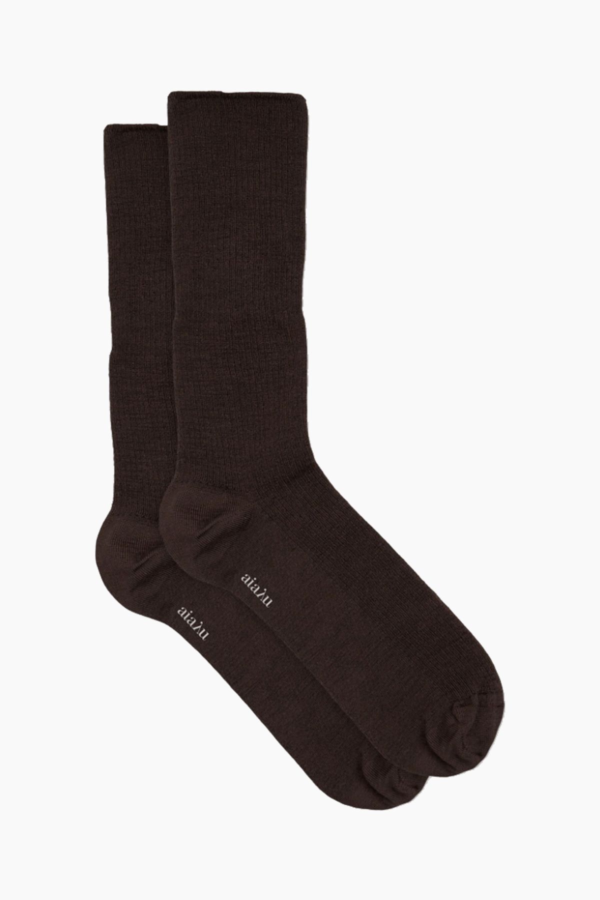 Wool Rib Socks - Brown - Aiayu - Brun 36-38