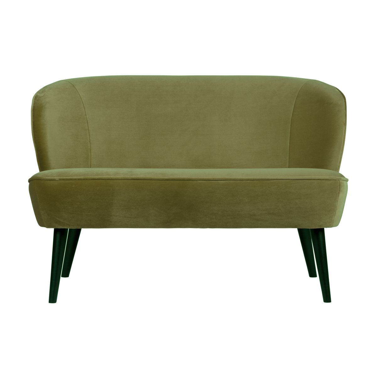 WOOOD Sara lille sofa - army grøn polyester fløjl og træ