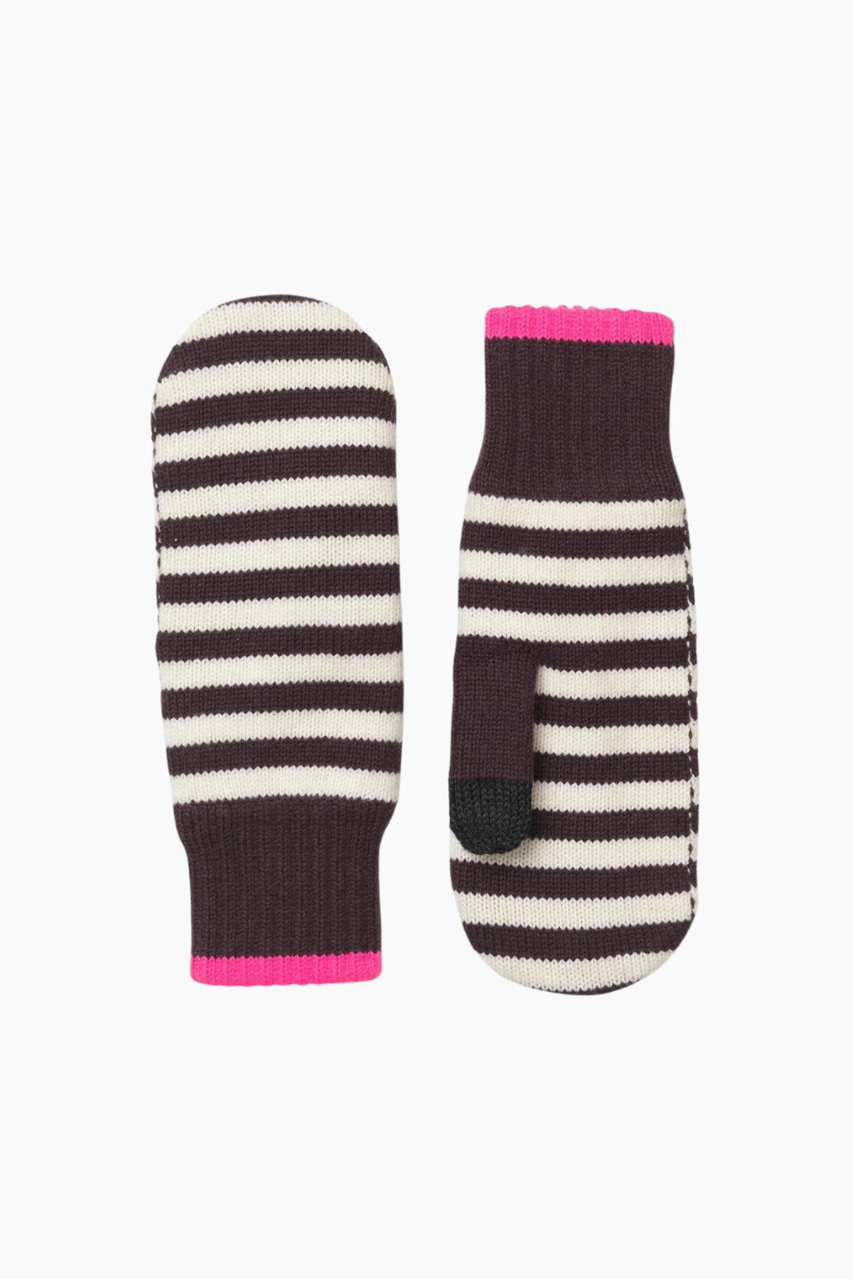 Work Wool Mio Mittens - Black Coffee/Winter White - Mads Nørgaard - Stribet S/M