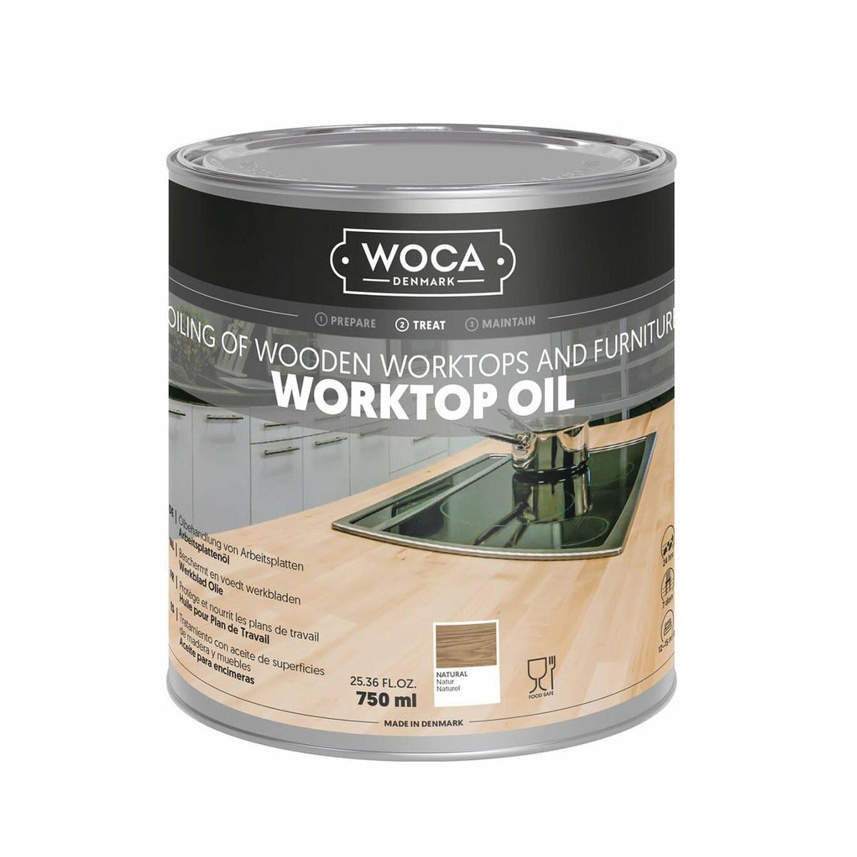 Worktop Oil natural Woca 750 ml - Natural - Olie - H: 12 Ø: 11 cm