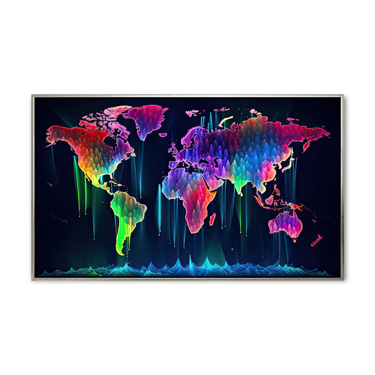 World color hologram - 70x120 cm - Sølv svæveramme