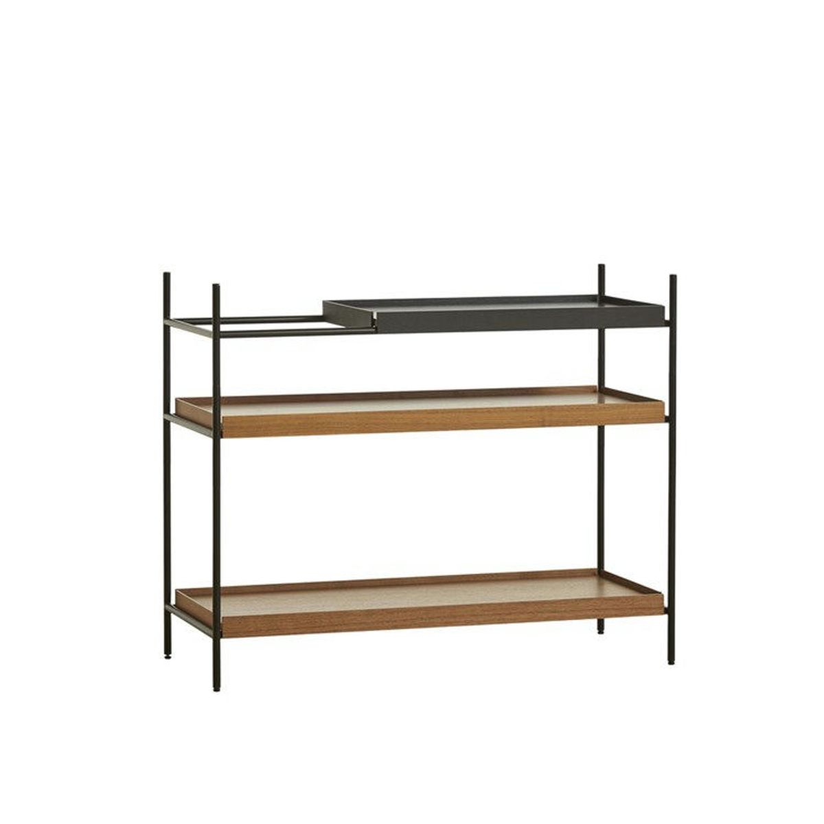 Woud Tray Shelf Reol Low Wide: 2 Walnut Short: 1 Black