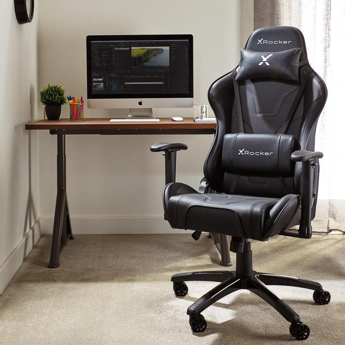 XROCKER AGILITY SPORT ESPORT PC OFFICE GAMING CHAIR - CARBON BLACK