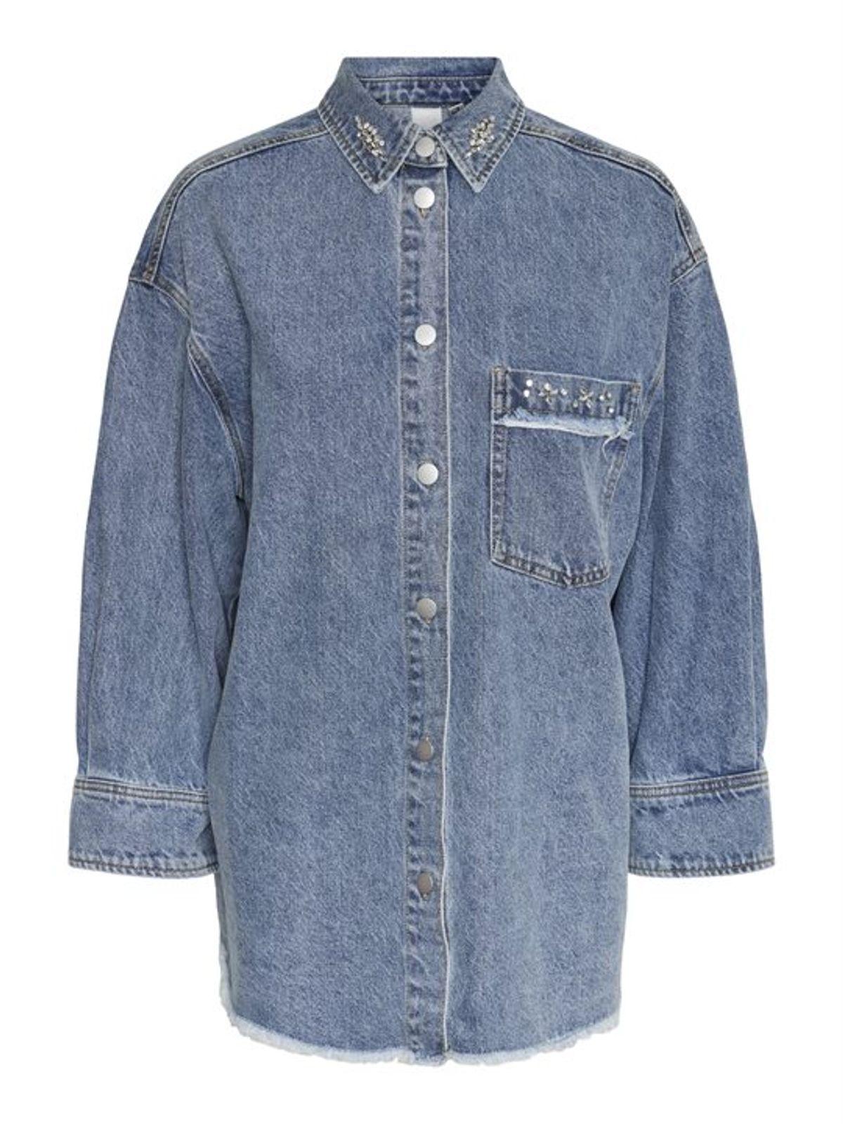 Y.A.S - Daisy 7/8 Denim Shacket - Light Blue