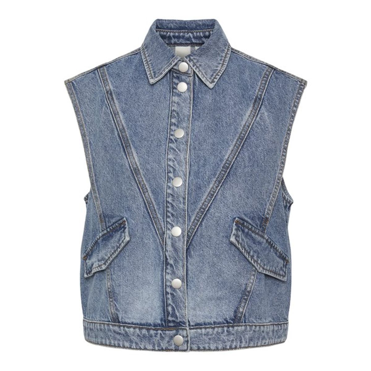 Y.A.S - Daisy SL Denim Waistcoat - Light Blue