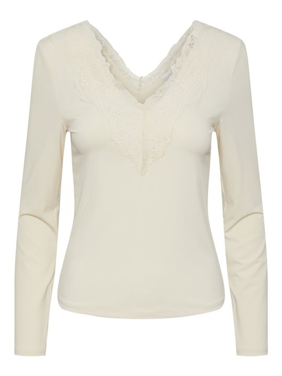 Y.A.S - Lori Ls Lace Top - Beige