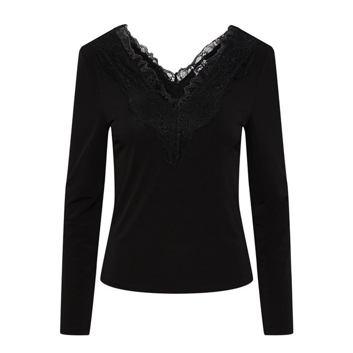 Y.A.S - Lori Ls Lace Top - Sort