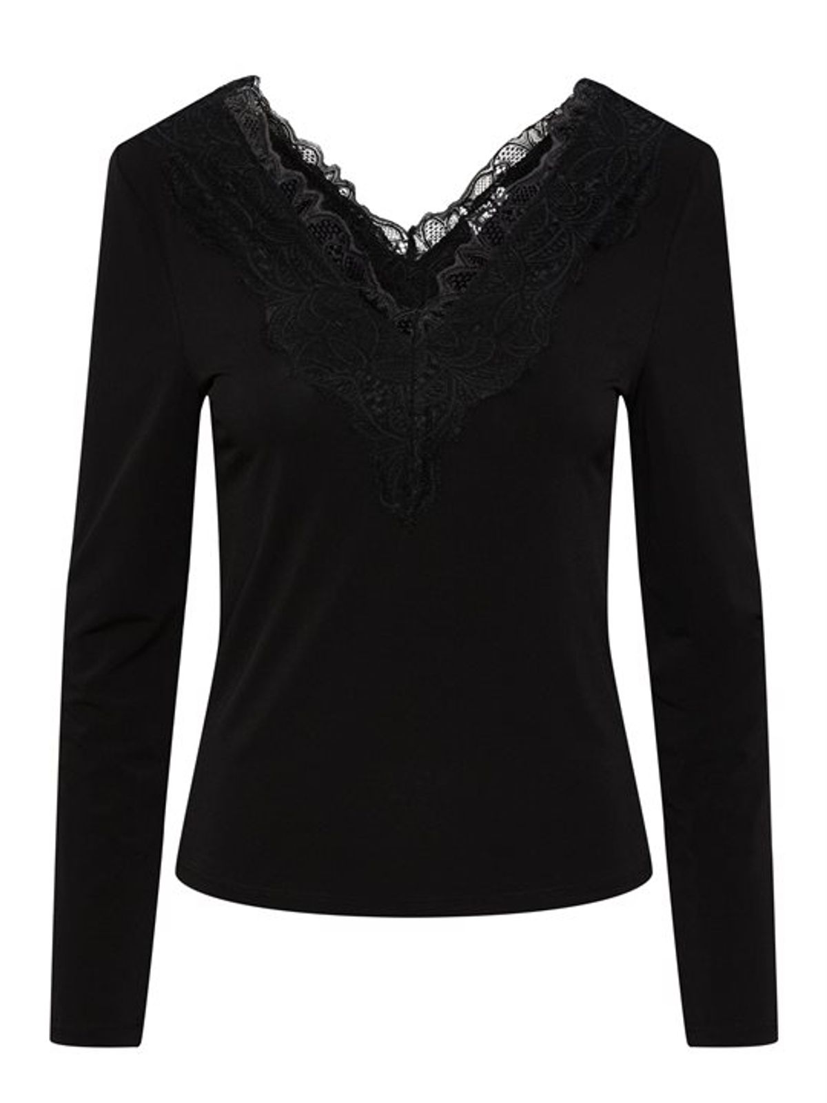 Y.A.S - Lori Ls Lace Top - Sort