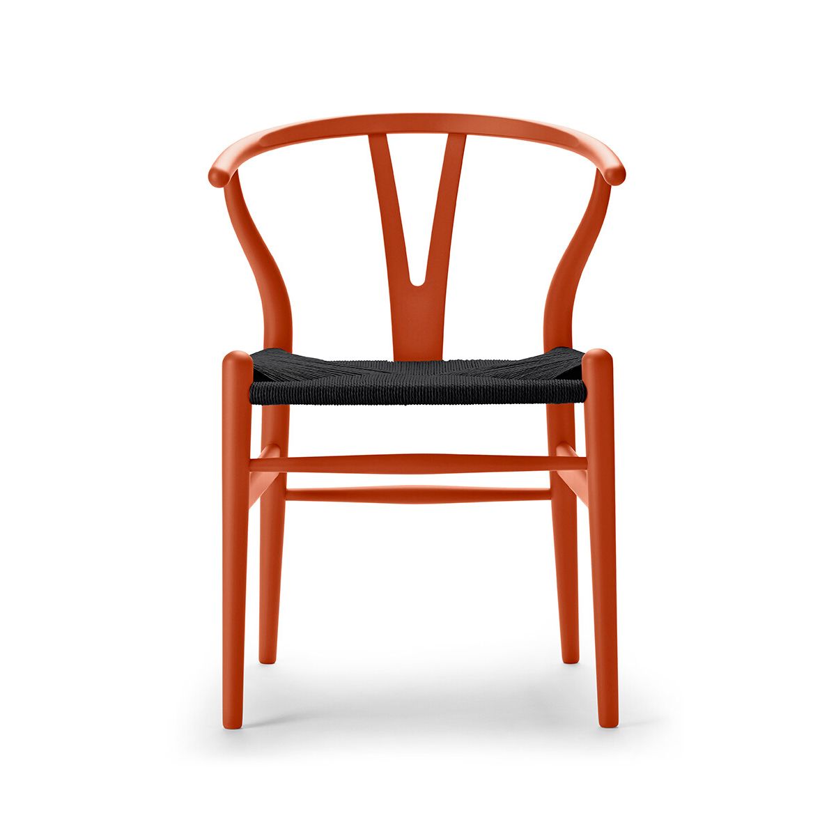 Y-stol CH24 Soft Orange Red med sort flet af Hans J. Wegner