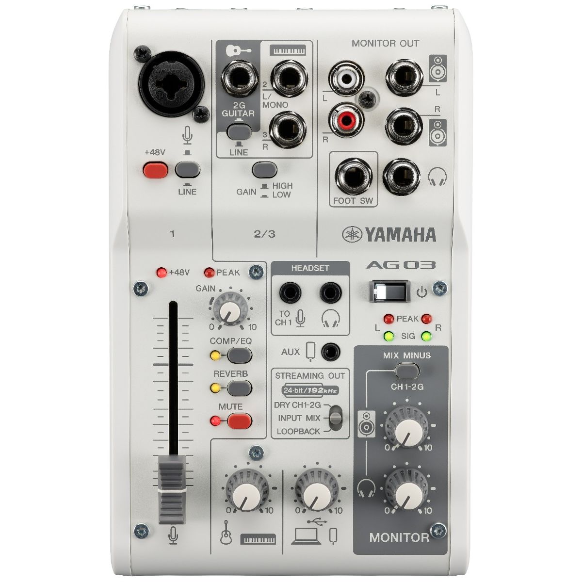 Yamaha AG03 MkII Live Streaming Mixer (Hvid)