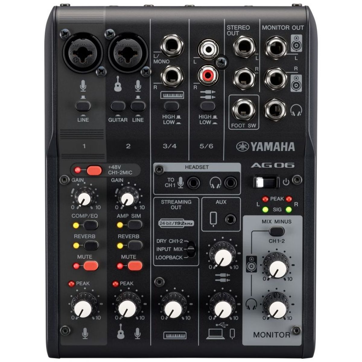 Yamaha AG06 MkII Live Streaming Mixer (Sort)