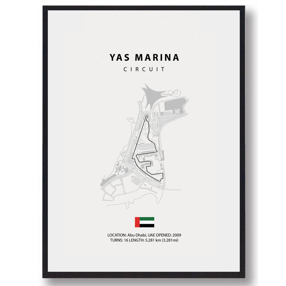 Yas Marina Circuit Formel 1 lys plakat (Størrelse: S - 21x29,7cm (A4))