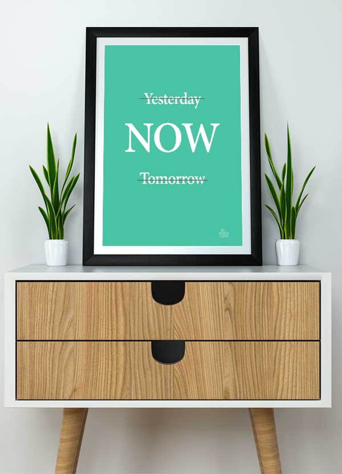 Yesterday, now, tomorrow-plakat (grøn) - 30 x 40 cm - Kr. 219,-