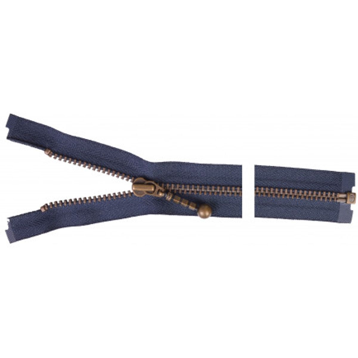 YKK Delbar Lynlås Antik Messing 20cm 4mm Marine