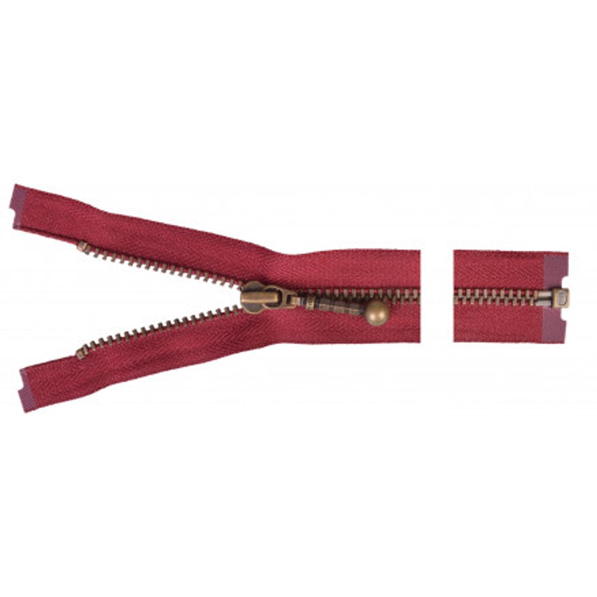 YKK Delbar Lynlås Antik Messing 30cm 4mm Bordeaux