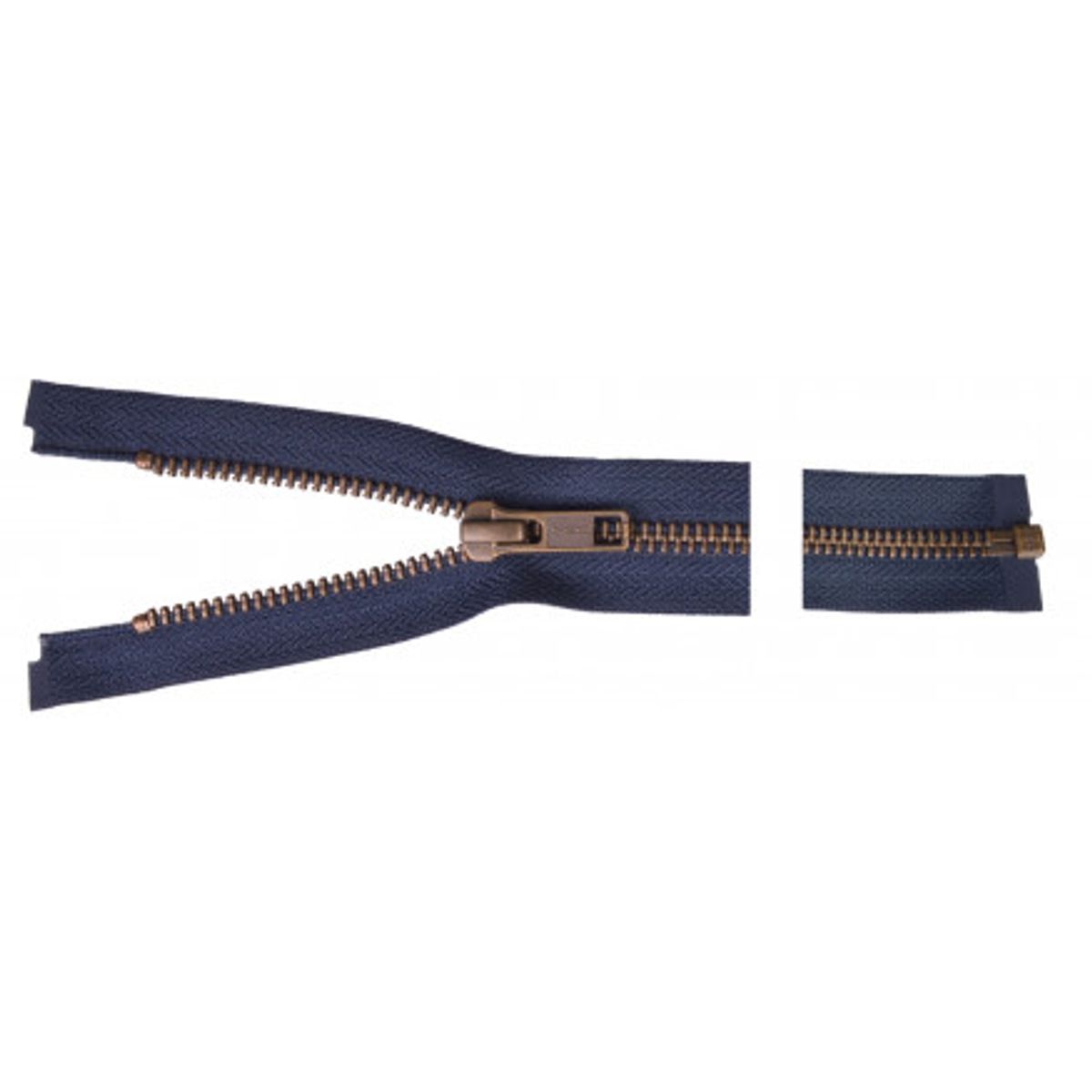 YKK Delbar Lynlås Antik Messing 40cm 6mm Marine