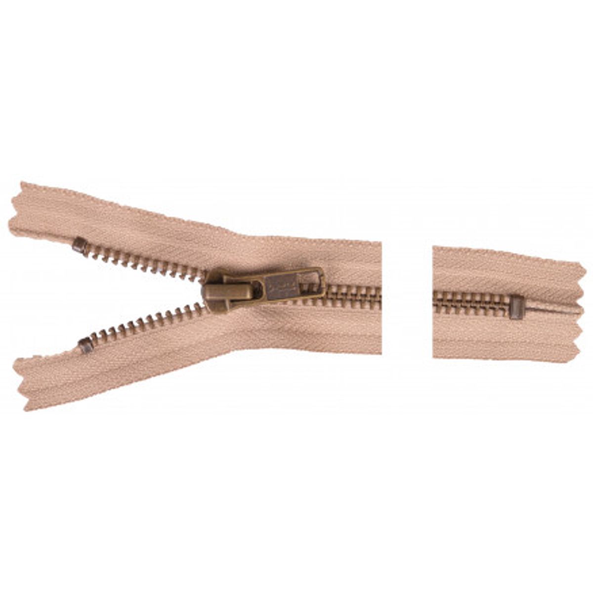 YKK Lynlås Antik Messing 20cm 6mm Beige