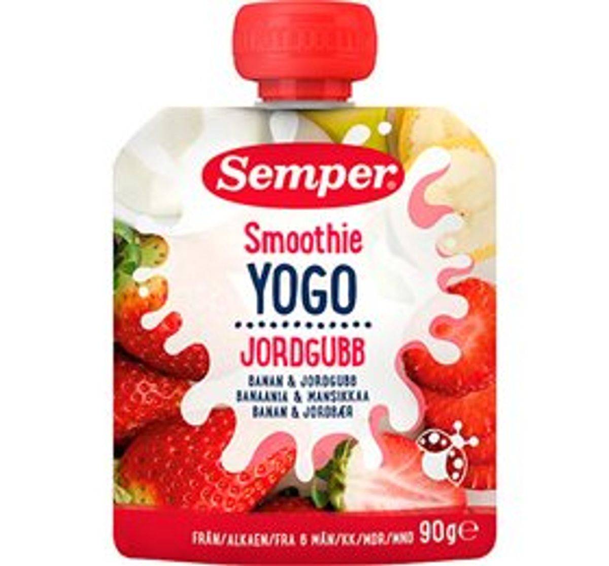 YOGO Smoothie med banan & jordbær fra 6 mdr. 90g.