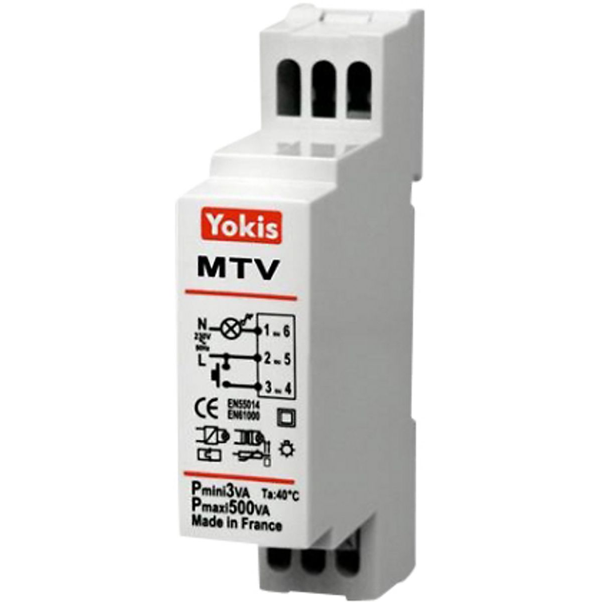 Yokis DIN-skinne Elektronisk Lysdæmper 230V Mtv500M