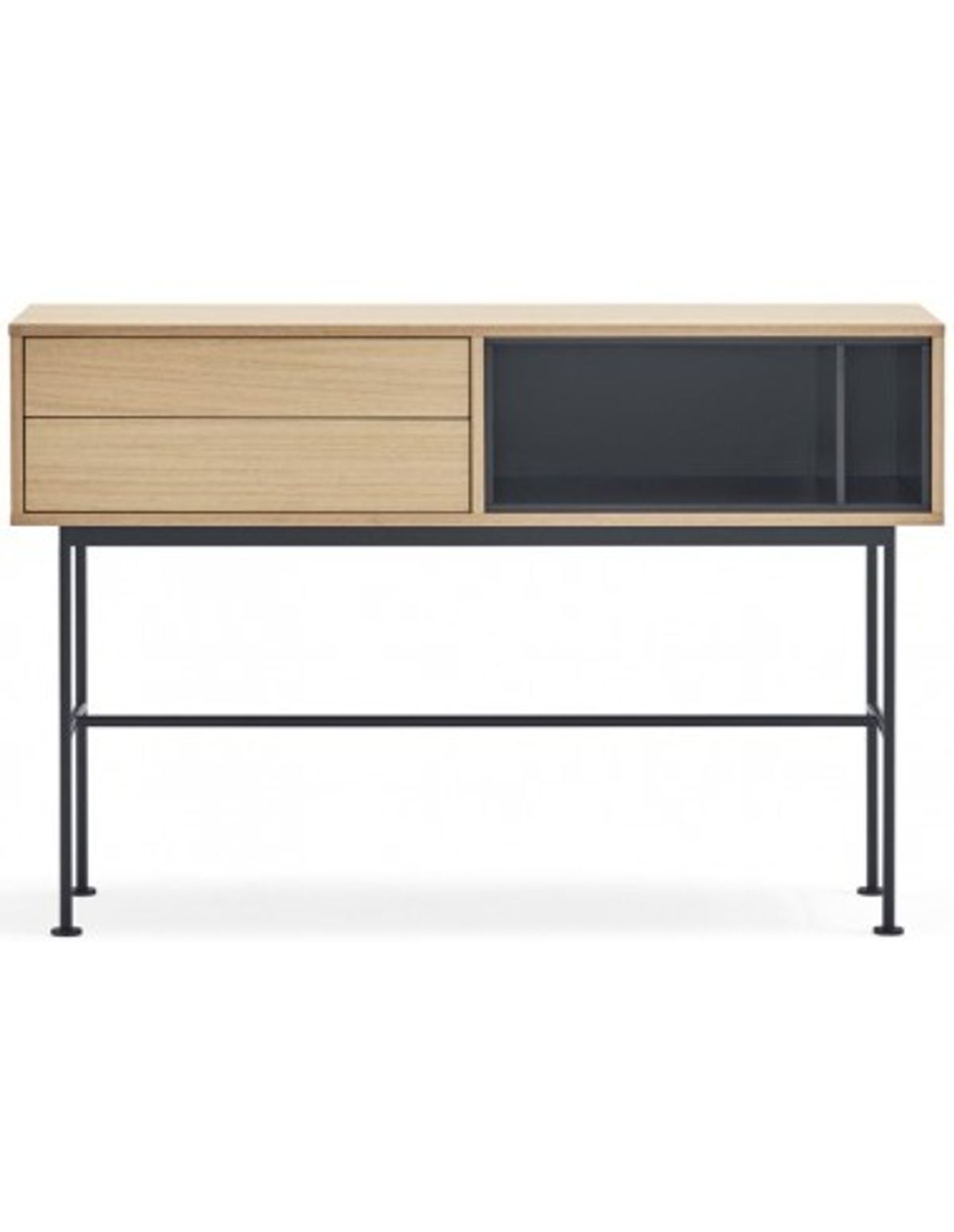 Yoko Konsolbord i metal og mdf finér B120 cm - Antracit/Eg