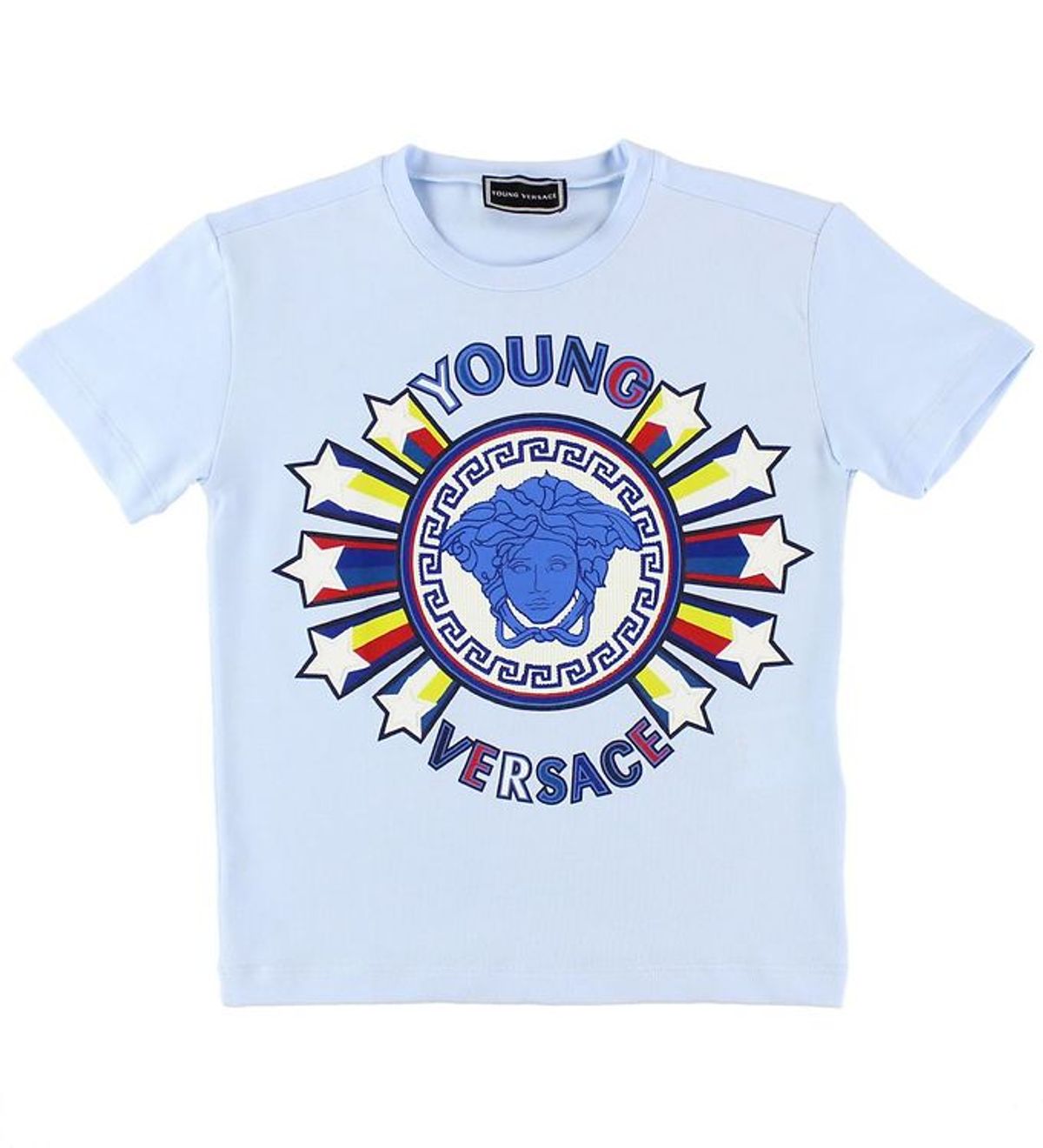 Young Versace T-shirt - Lyseblå m. Logo/Stjerner