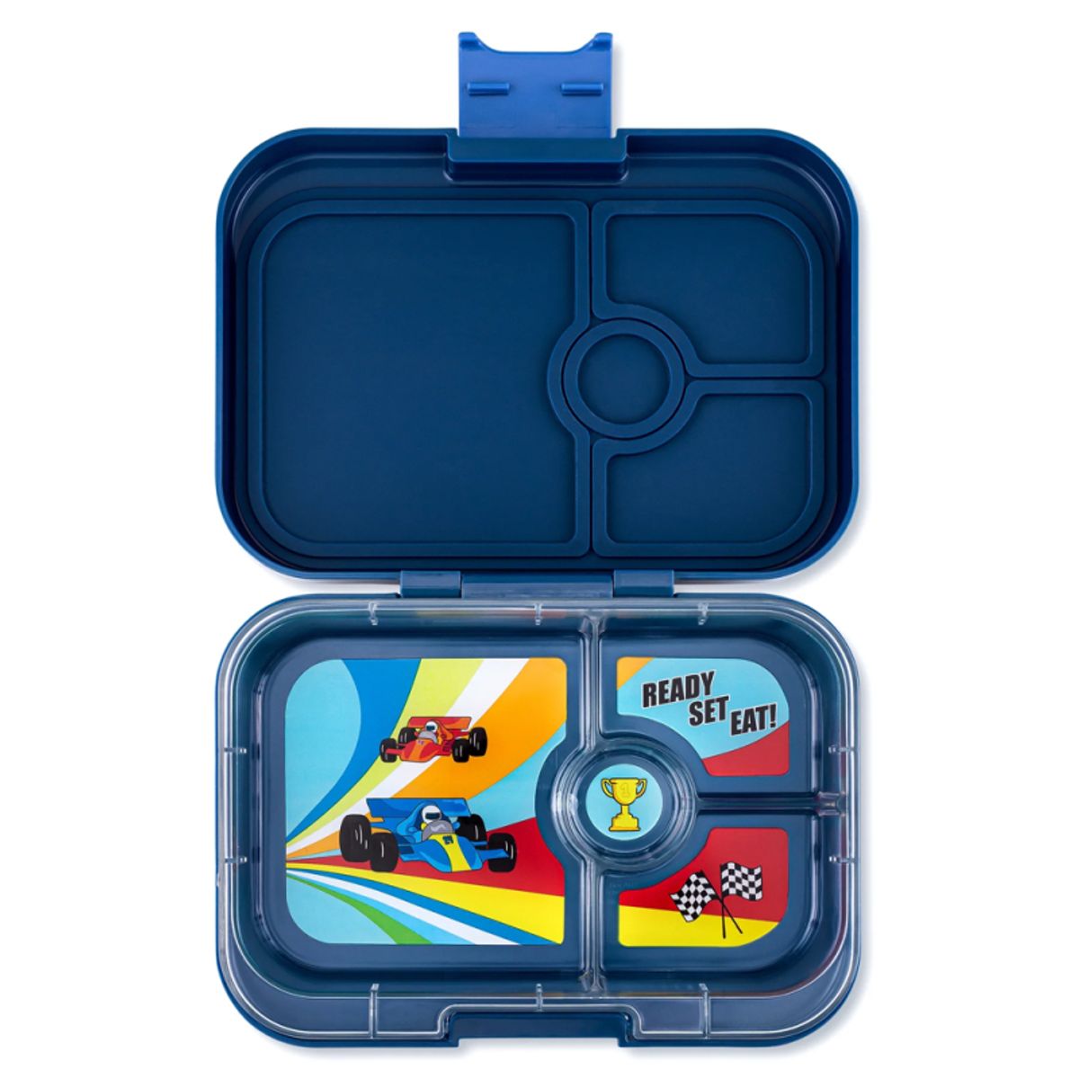 Yumbox bento madkasse 4 rum - Monte Carlo Blue Race Cars