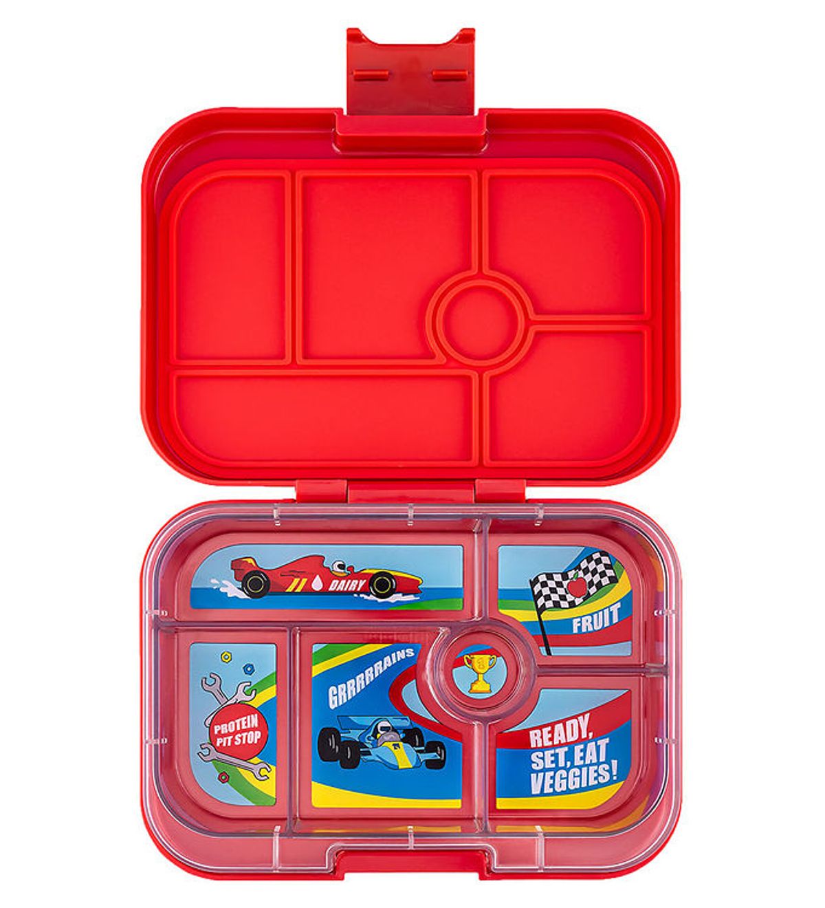 Yumbox Madkasse m. 6 Rum - Bento Original - Roar Red - Race Cars