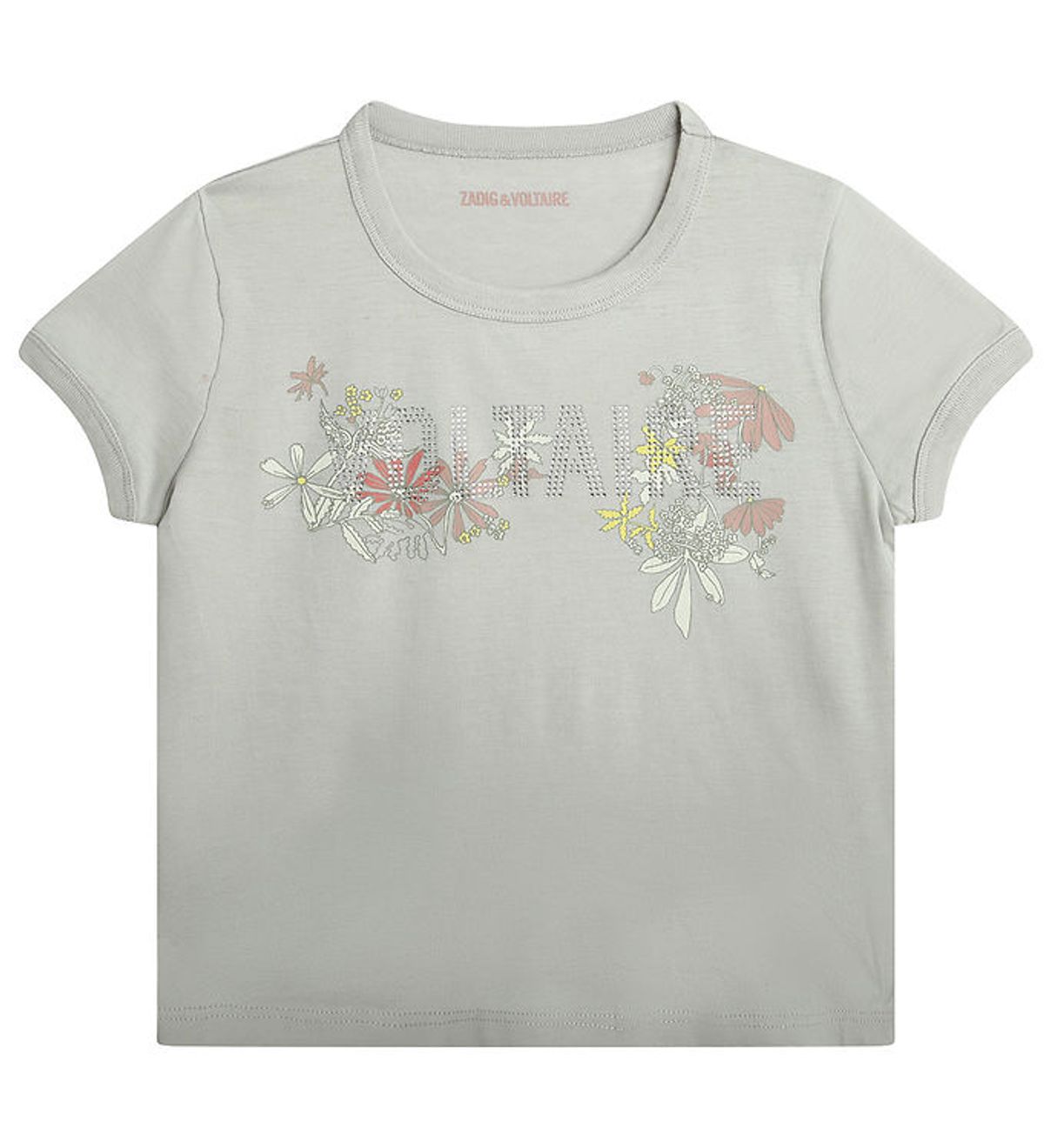 Zadig & Voltaire T-shirt - Alister - Lysegrå m. Blomster/Similis