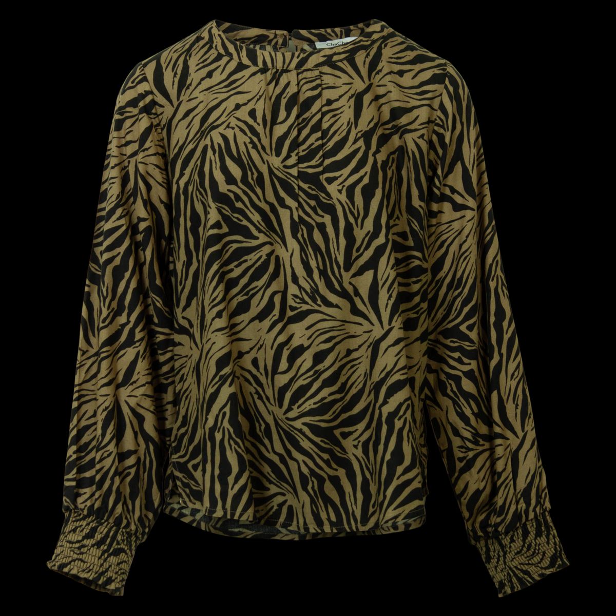 ZbyZ Dame Bluse - Print 1 Khaki - 42/44