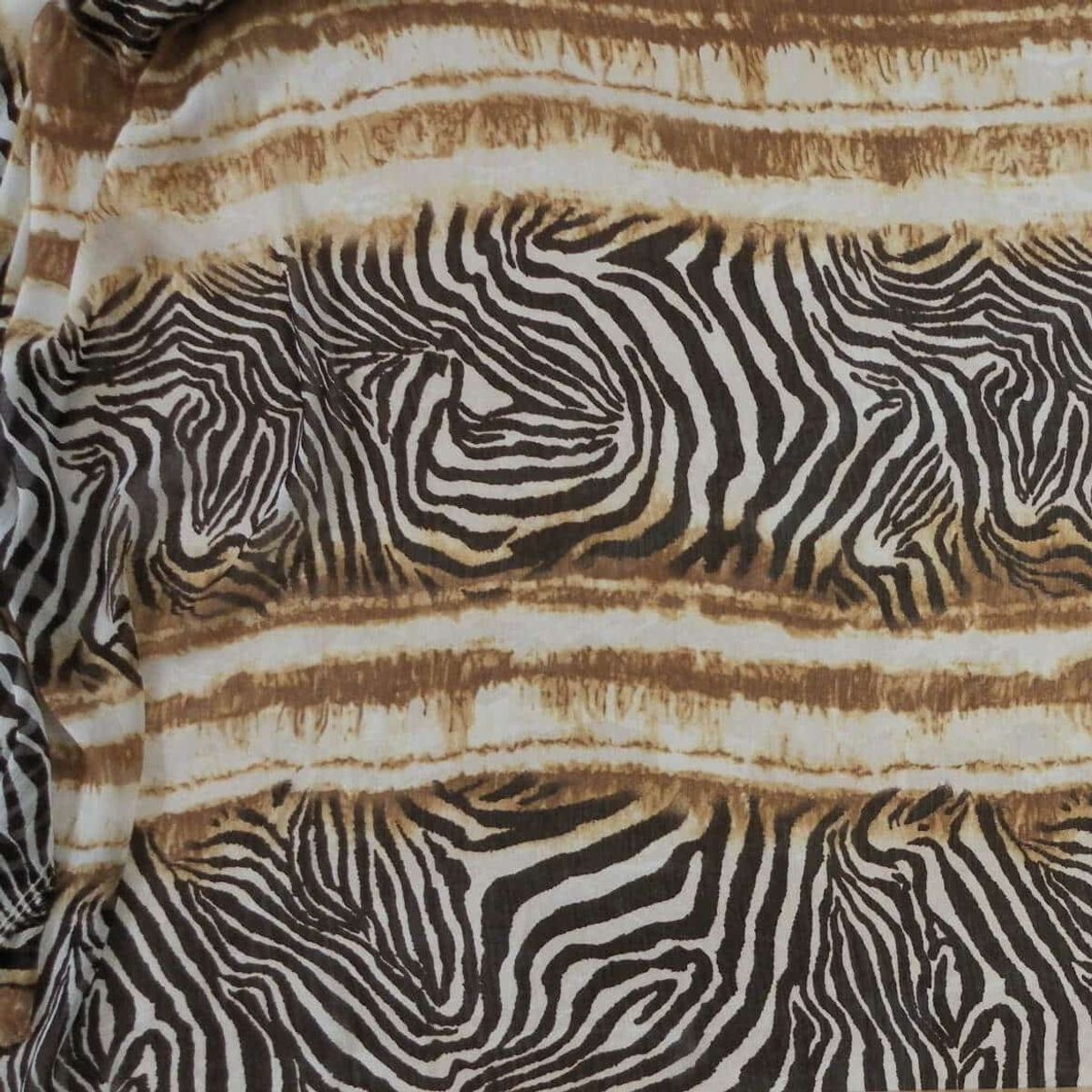 Zebra og brun - Chiffon, polyester