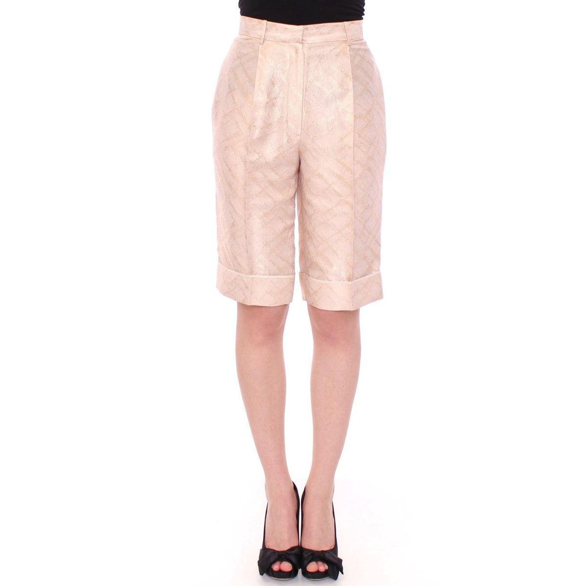 Zeyneptosun Exclusive Beige Brocade Above Knee Shorts