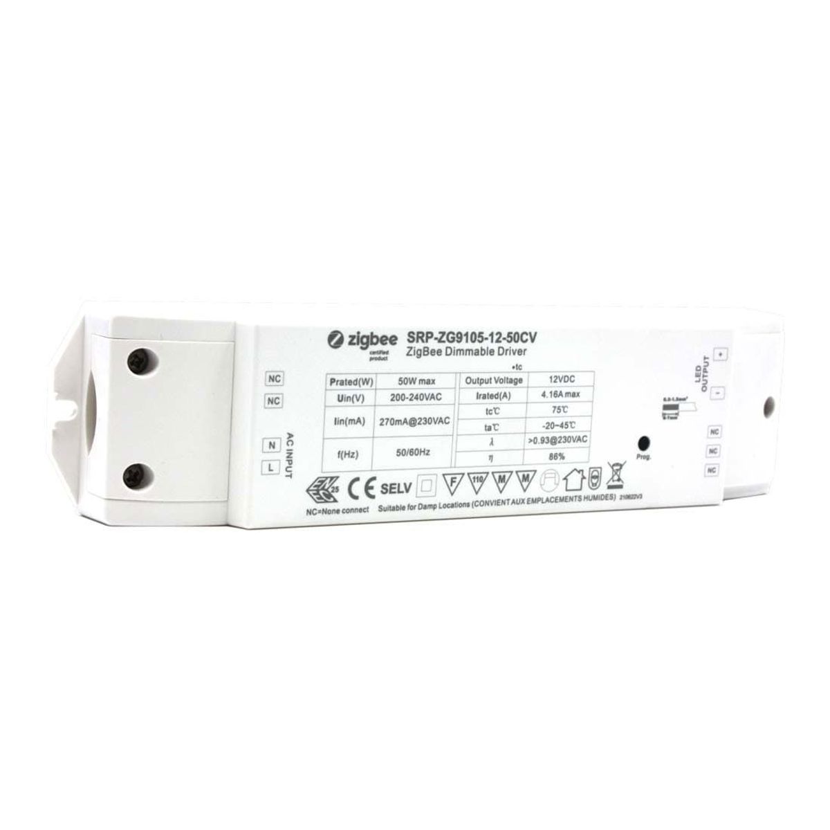 Zigbee LED Driver - 12V Controller m. indbygget strømforsyning - Single Color - 0-50W