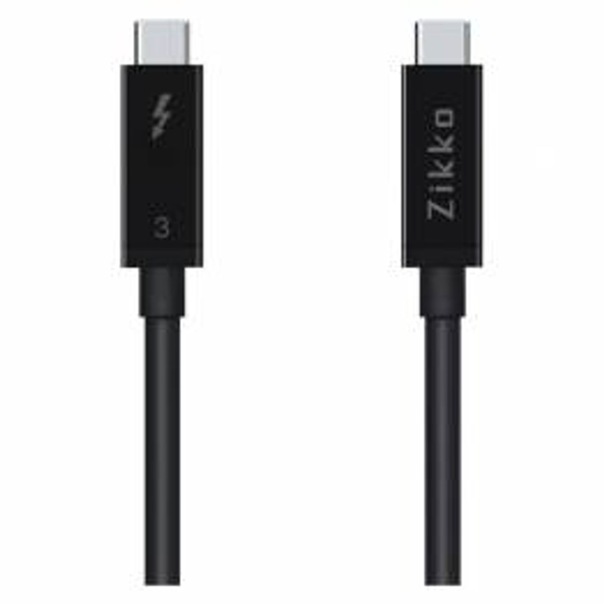 Zikko 0,5m 100W / 40Gb 8k Thunderbolt 3 Kabel, Sort