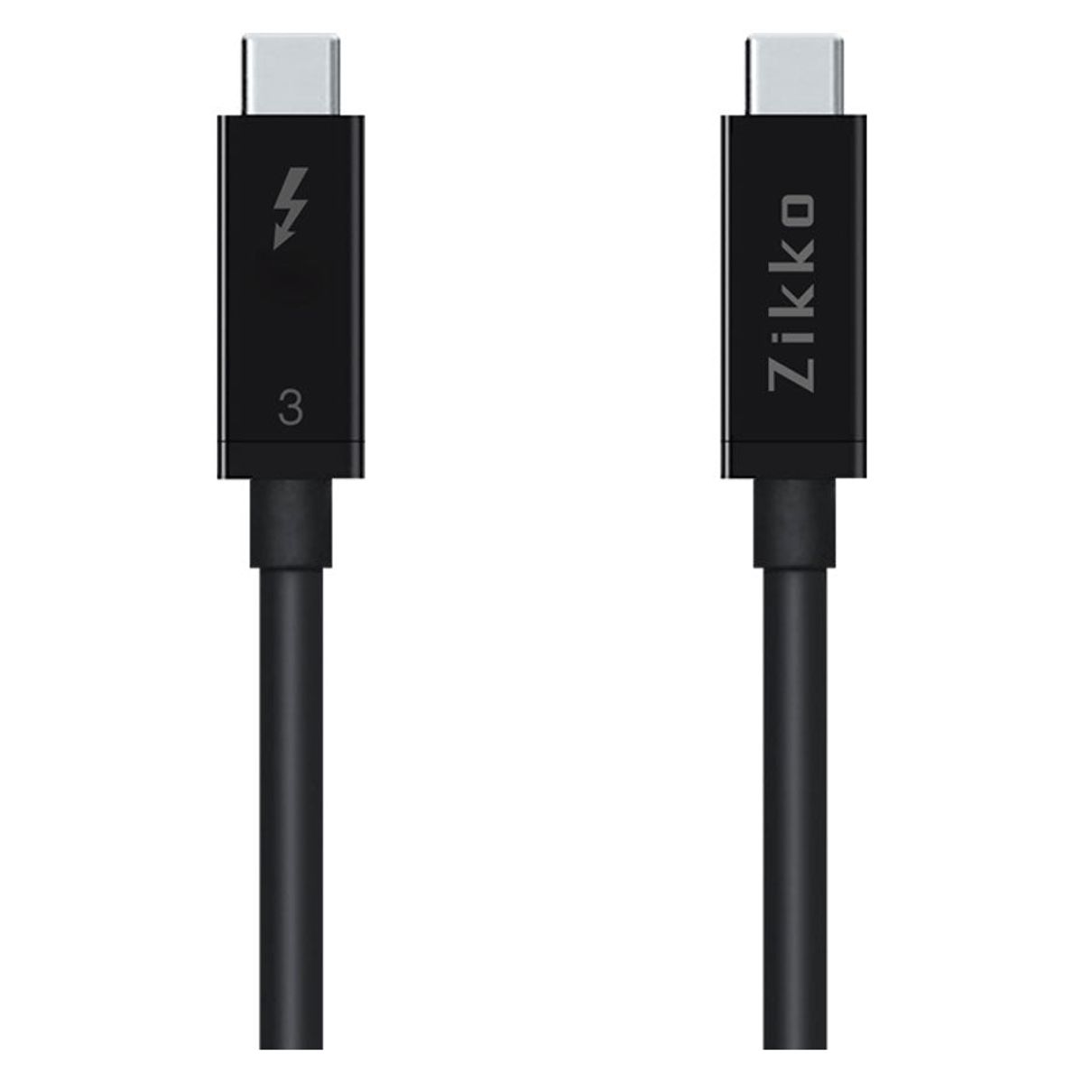 Zikko 2m 100W / 20Gb 8k USB-C kabel med Thunderbolt 3, 2m, Sort