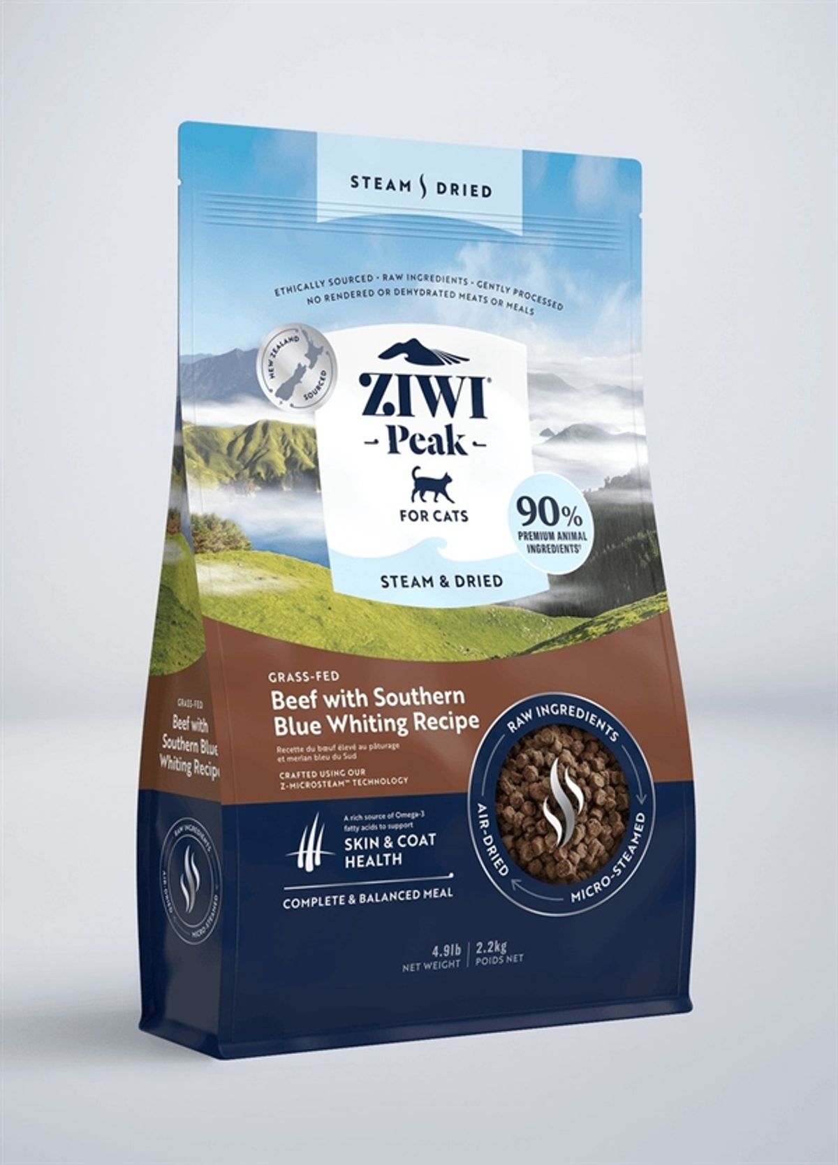 ZiwiPeak Cat Steam & Dried Beef, 2.2 kg