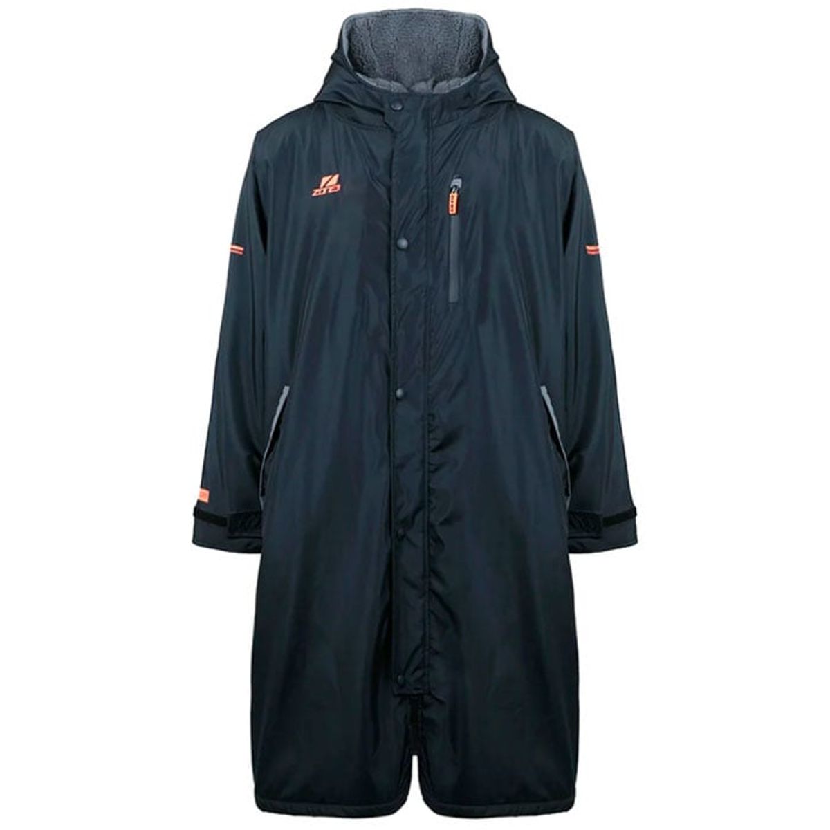 ZONE3 Oversized Heat-Tech Fleece Robe - Poncho -Sort / Orange-XS