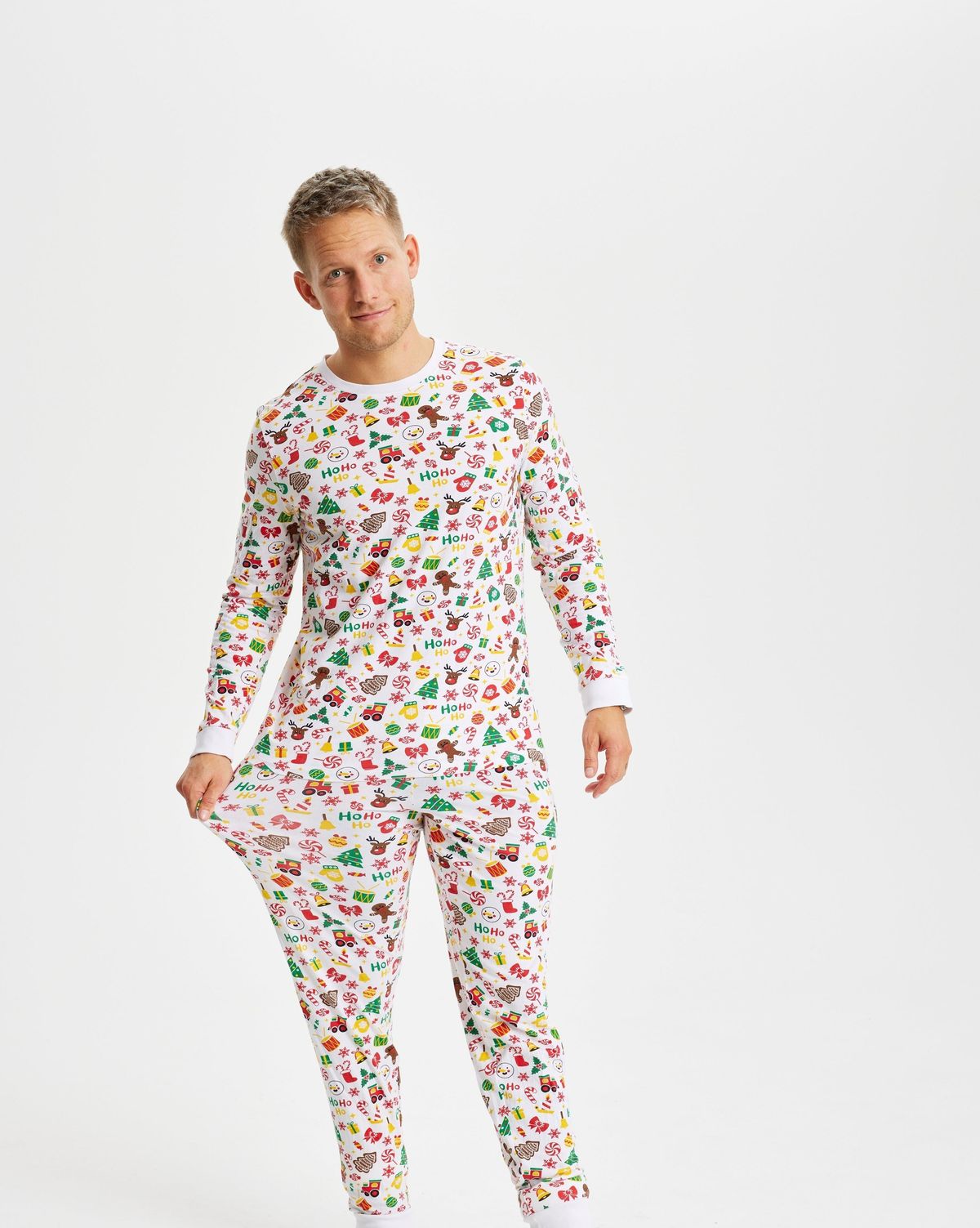 Årets julepyjamas: Hvid Pyjamas - herre / mænd.