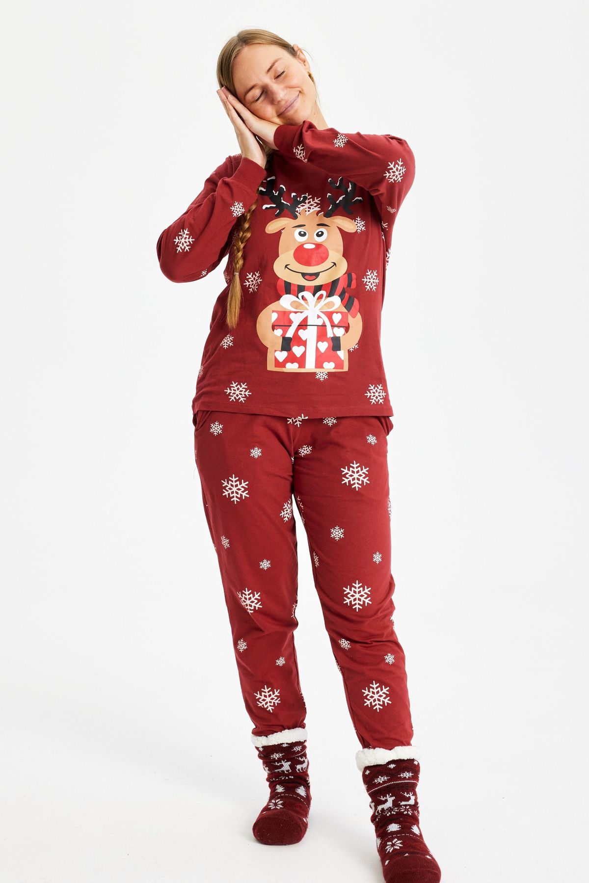 Årets julepyjamas: Rudolfs Cute Pyjamas Rød - dame / kvinder.