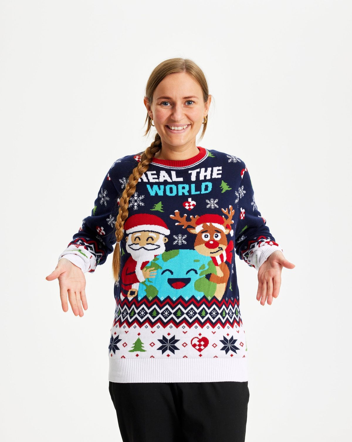 Årets julesweater: Heal The World Velgørenhed - dame / kvinder. Ugly Christmas Sweater lavet i Danmark