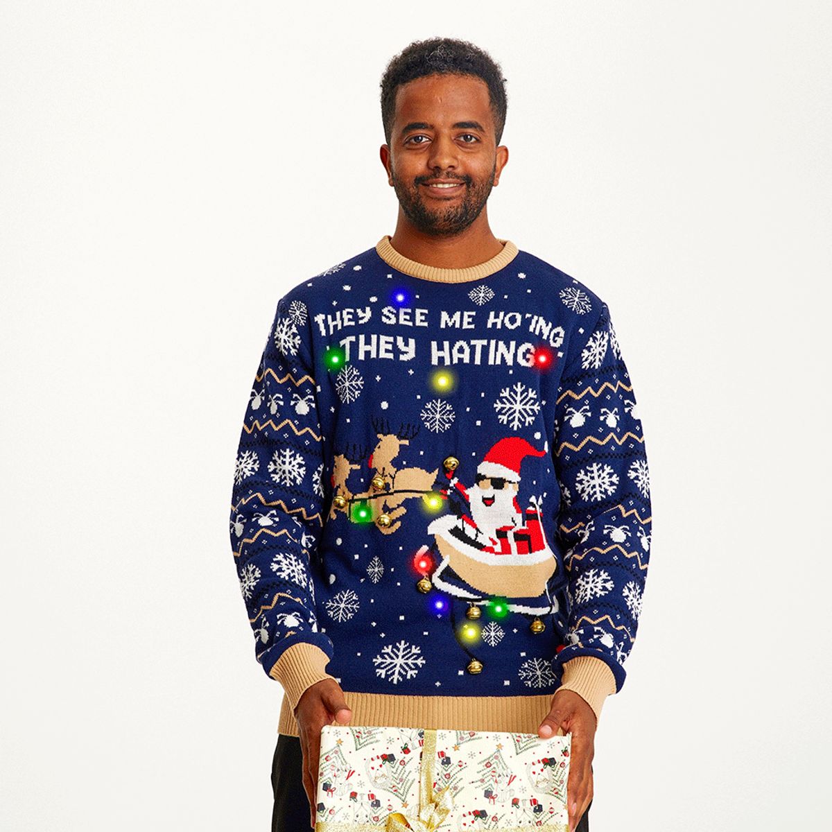 Årets julesweater: They See Me Ho'ing - herre / mænd. Ugly Christmas Sweater lavet i Danmark